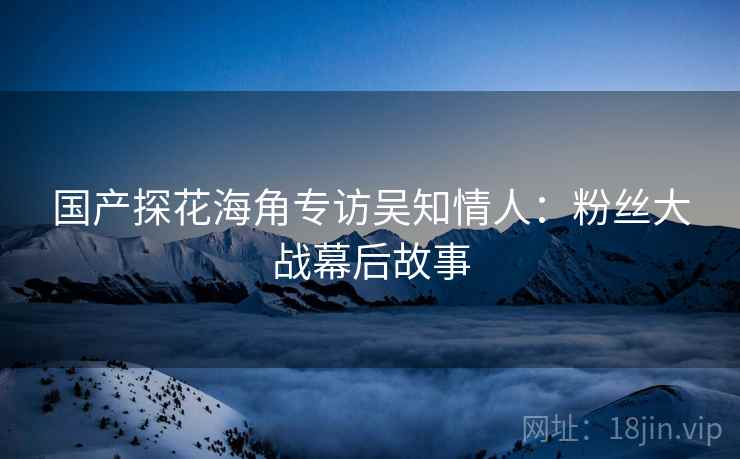 国产探花海角专访吴知情人：粉丝大战幕后故事
